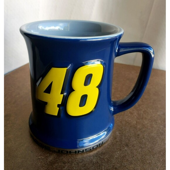 2007 JIMMIE JOHNSON #48 Blue RELIEF CERAMIC MUG 15 oz NASCAR Racing Team NEW NOS - Picture 5 of 16
